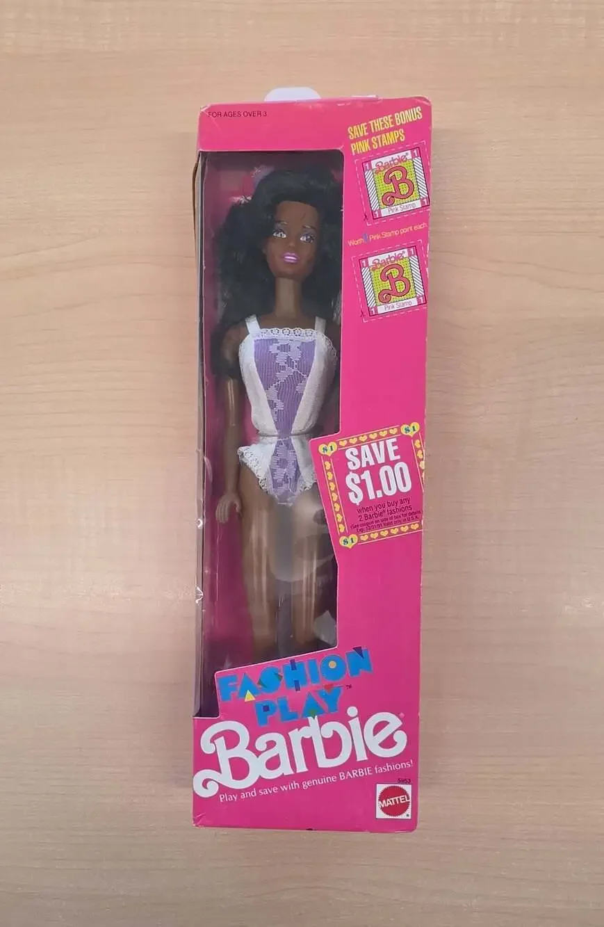 Vintage 1990 Fashion Play Barbie Doll African American Mattel No. 5953 NIB